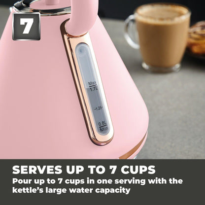 Tower Cavaletto Pyramid Kettle & 2 Slice Toaster Kitchen Set (Pink) - Vibe Home