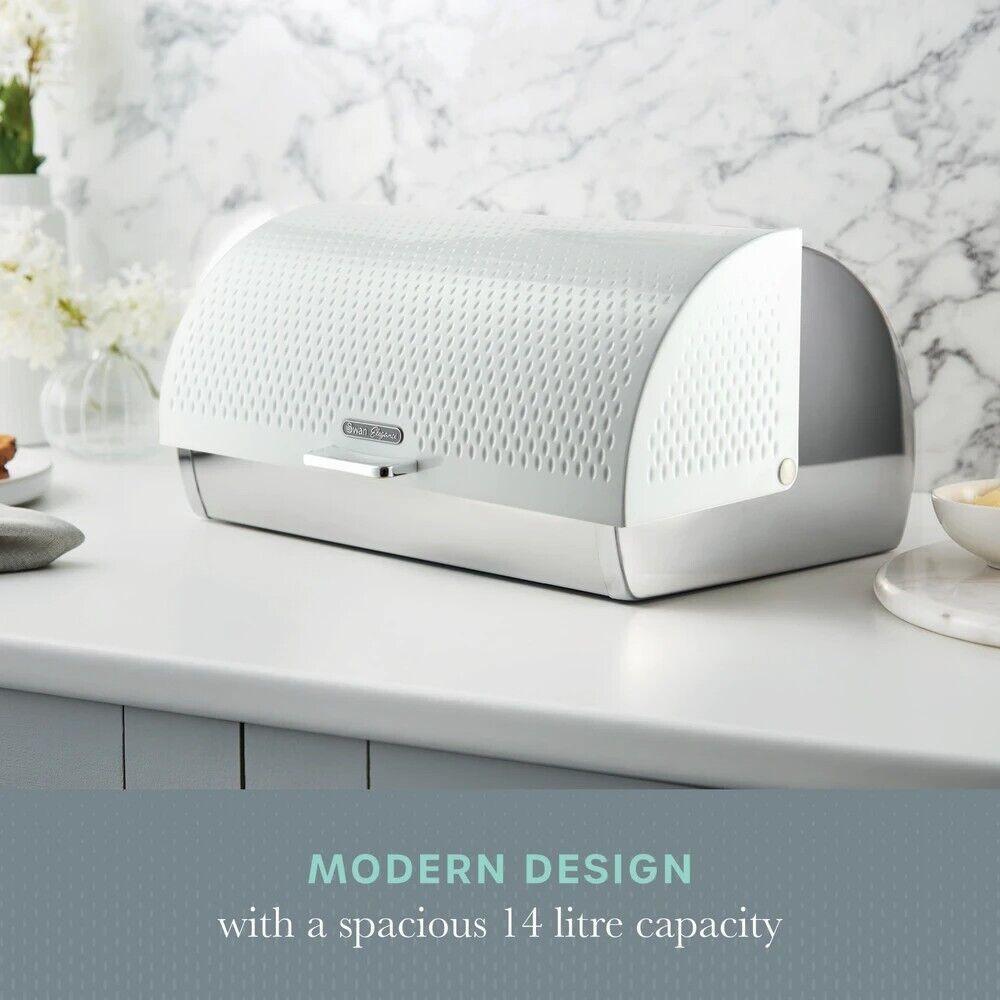 Swan Elegance Bread Bin & Canisters Kitchen Storage Set (White) - Vibe Home