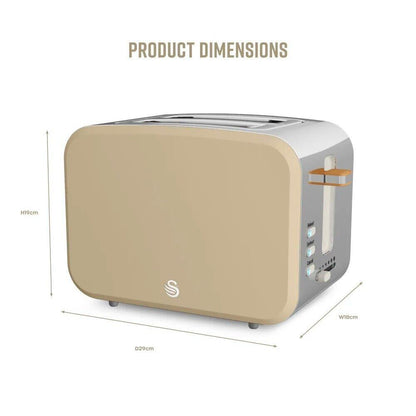 Swan Nordic Kettle & 2 Slice Toaster Kitchen Set (Oatmeal) - Vibe Home