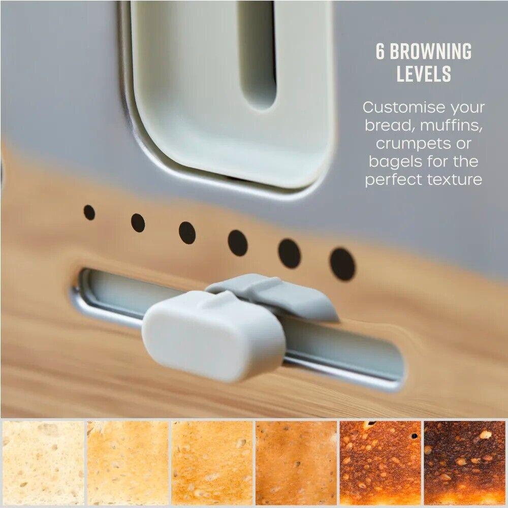 Toaster browning slots with crumb tray and control lever