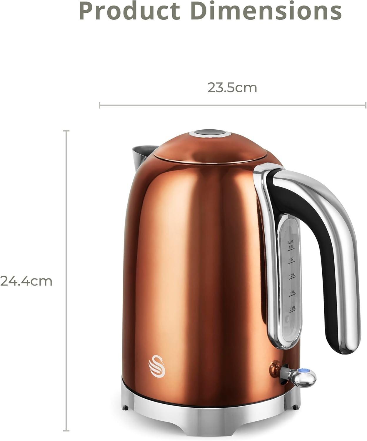 Swan Solace Kettle & 2 Slice Toaster Kitchen Set (Copper) - Vibe Home
