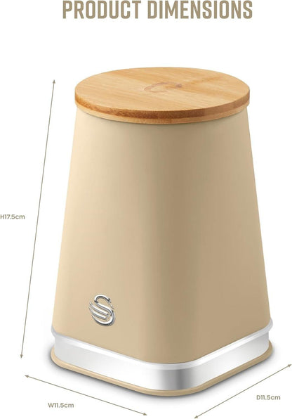 Swan Nordic Kettle, 4 Slice Toaster, Bread Bin, Canisters Kitchen Set (Oatmeal) - Vibe Home