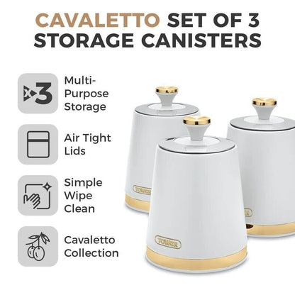 Tower Cavaletto Optic White Kitchen Set Jug Kettle 2 Slice Toaster Canisters