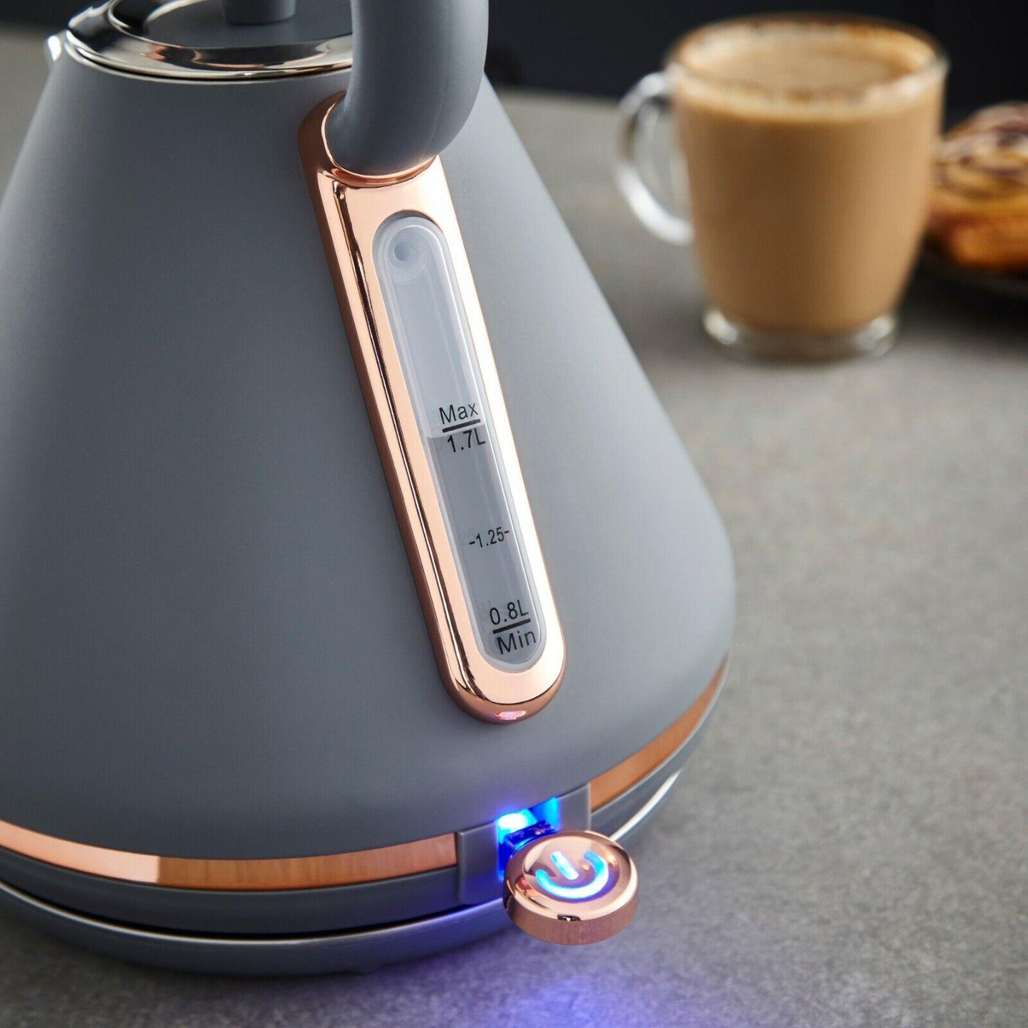Tower Cavaletto Pyramid Kettle, 4 Slice Toaster & Canisters Kitchen Set (Grey) - Vibe Home