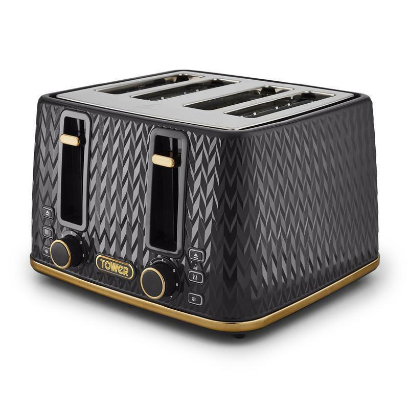 Tower Empire Kettle & 4 Slice Toaster Kitchen Set (Black) - Vibe Home