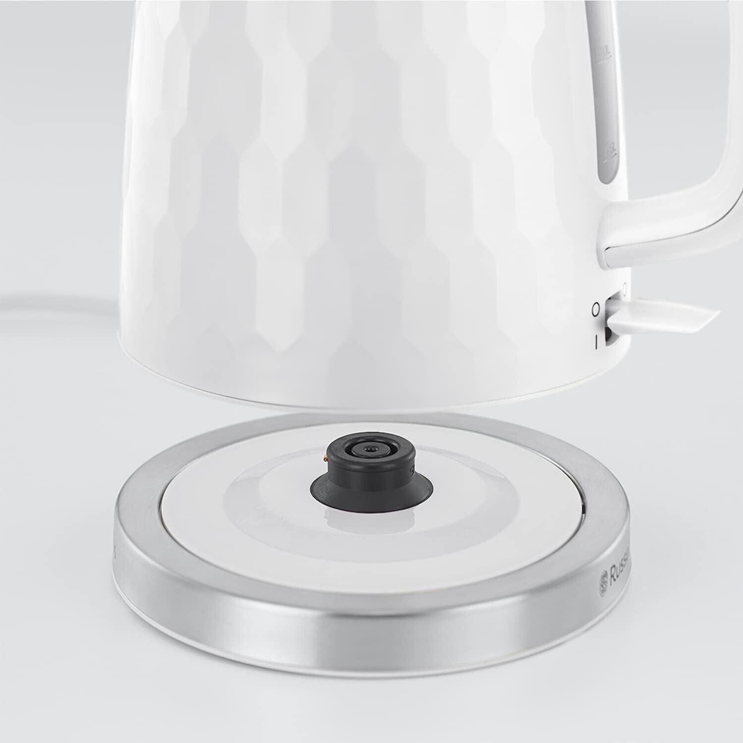 Russell Hobbs Honeycomb Kettle & 2 Slice Toaster Kitchen Set (White) - Vibe Home