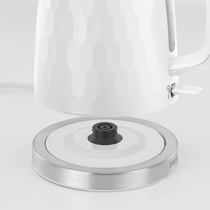 Russell Hobbs Honeycomb Kettle & 2 Slice Toaster Kitchen Set (White) - Vibe Home