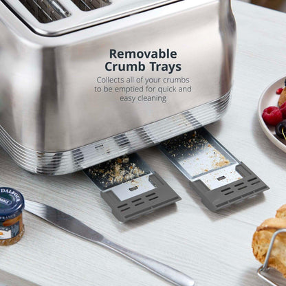 Swan Retro Jug Kettle & 4 Slice Toaster Kitchen Set Silver (Stainless Steel) - Vibe Home