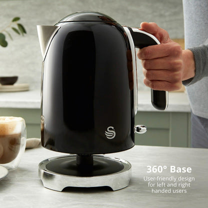 Swan Solace Jug Kettle & 2 Slice Toaster Kitchen Set (Black) - Vibe Home