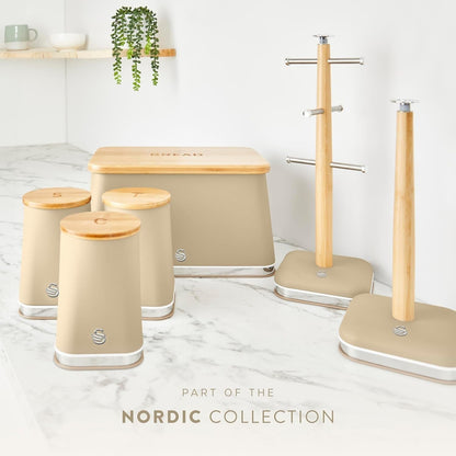 Swan Nordic Oatmeal Kitchen Set Kettle Toaster Bread Bin Canisters Mug Tree Towel Pole 5061025428311