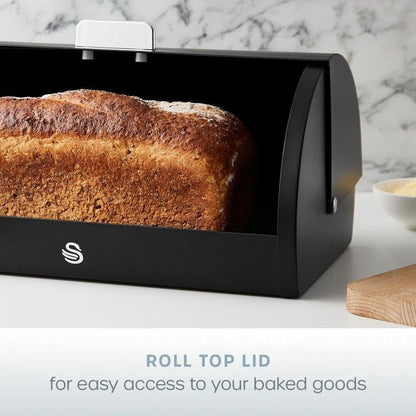 Swan Serenity Bread Bin & Canisters Kitchen Storage Set (Black) - Vibe Home