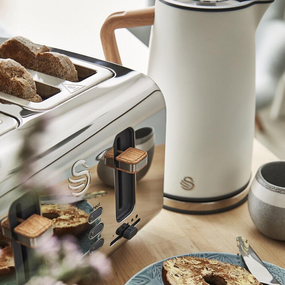 Swan Nordic Kettle & 4 Slice Toaster Kitchen Set (White) - Vibe Home