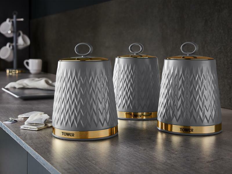 Tower Empire Bread Bin & Canister Kitchen Storage Set (Grey) - Vibe Home