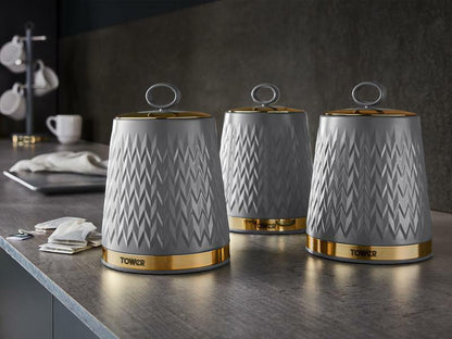 Tower Empire Bread Bin & Canister Kitchen Storage Set (Grey) - Vibe Home