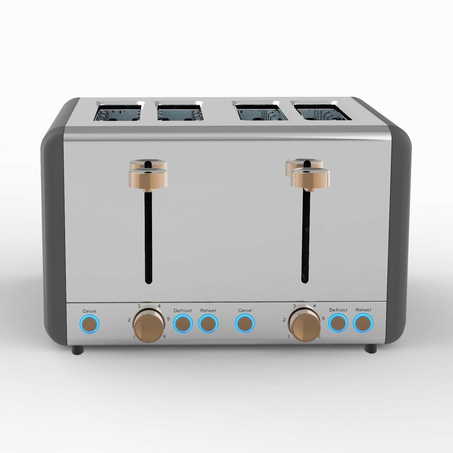 Tower Cavaletto Pyramid Kettle, 4 Slice Toaster & Canisters Kitchen Set (Grey) - Vibe Home