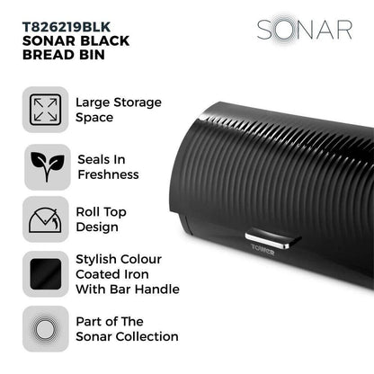 Tower Sonar Bread Bin & Canister Kitchen Storage Set (Black) - Vibe Home