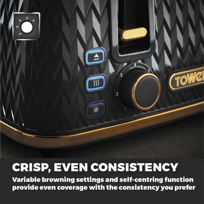 Tower Empire Kettle, 4 Slice Toaster, Bread Bin, Canisters Kitchen Set (Black) - Vibe Home