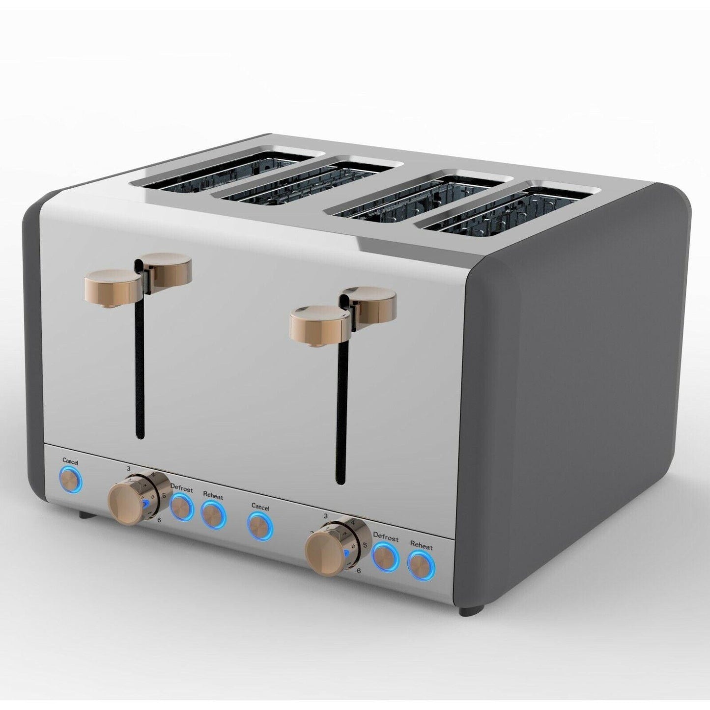 Tower Cavaletto Pyramid Kettle, 4 Slice Toaster & Canisters Kitchen Set (Grey) - Vibe Home