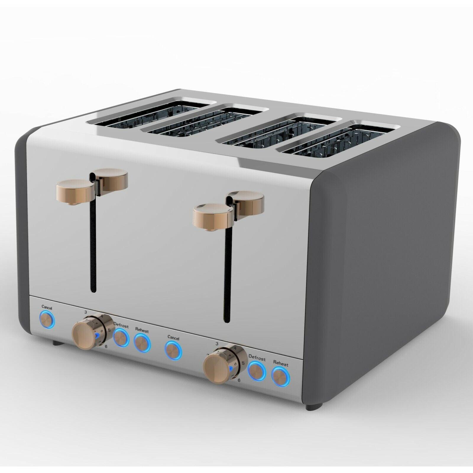 Tower Cavaletto Pyramid Kettle, 4 Slice Toaster & Canisters Kitchen Set (Grey) - Vibe Home