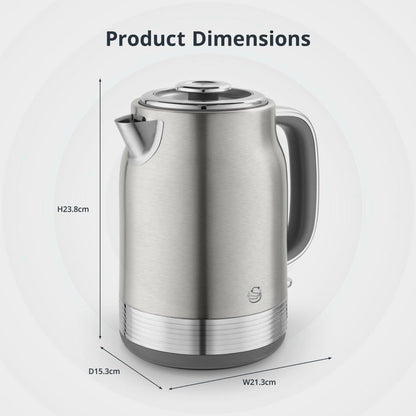Swan Retro Jug Kettle & 4 Slice Toaster Kitchen Set Silver (Stainless Steel) - Vibe Home
