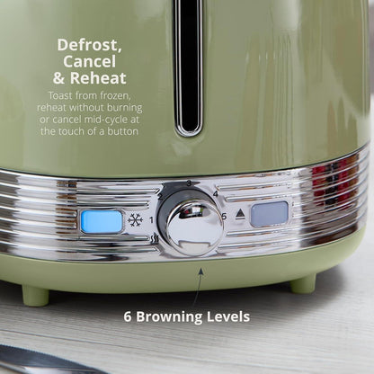 Swan Retro Jug Kettle, 2 Slice Toaster & Canisters Kitchen Set (Green) - Vibe Home