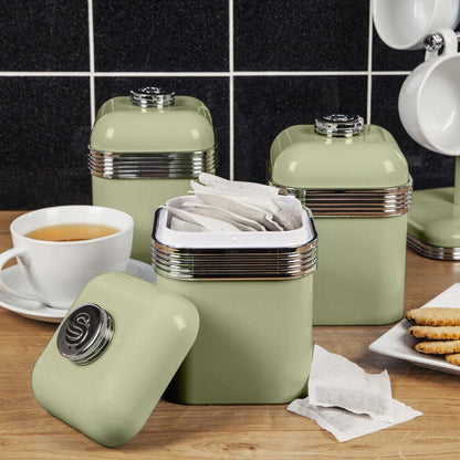 Swan Retro Bread Bin & Canisters Kitchen Storage Set (Green) - Vibe Home