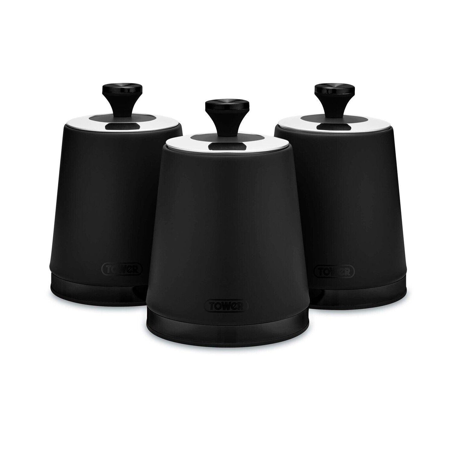 Tower Sera Bread Bin & Canister Kitchen Storage Set (Black) - Vibe Home