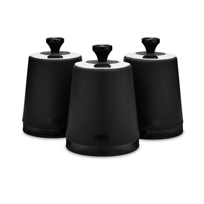 Tower Sera Bread Bin & Canister Kitchen Storage Set (Black) - Vibe Home
