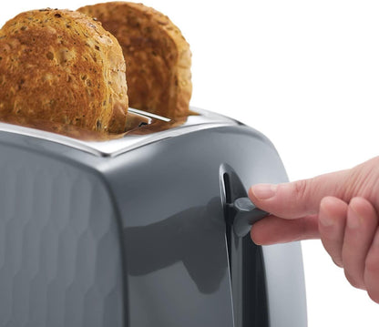 Russell Hobbs Honeycomb Kettle & 2 Slice Toaster Kitchen Set (Grey) - Vibe Home