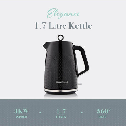 Swan Elegance Kettle & 4 Slice Toaster Kitchen Set (Black) - Vibe Home