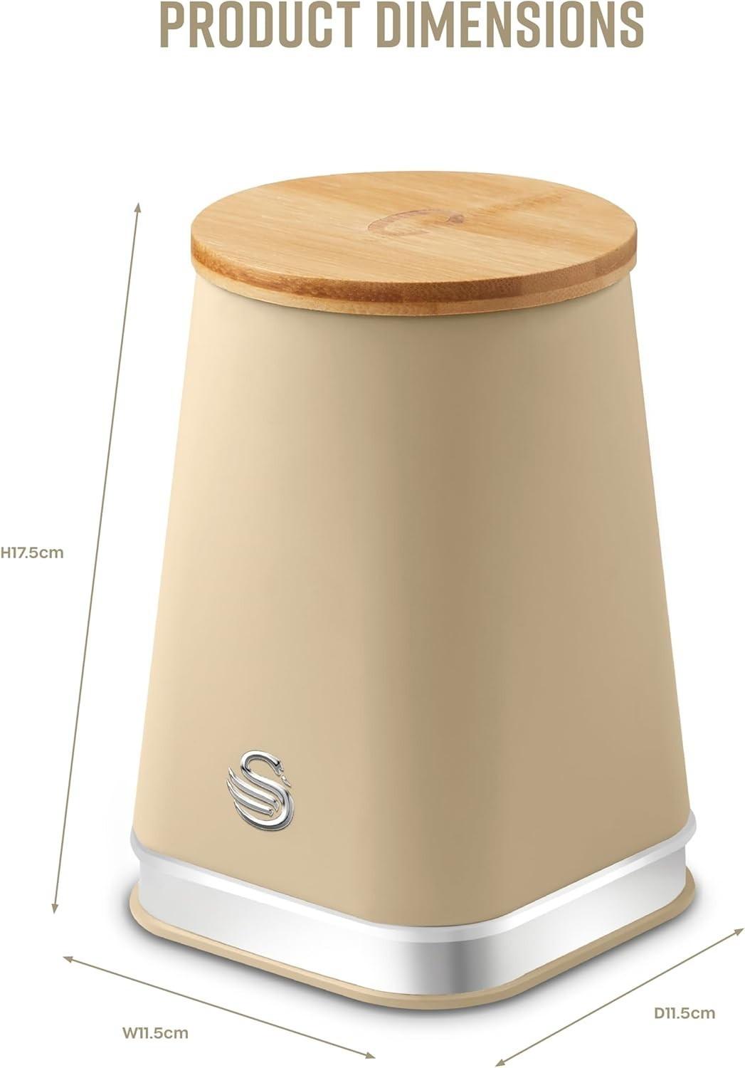 Swan Nordic Kettle, 2 Slice Toaster, Bread Bin, Canisters Kitchen Set (Oatmeal) - Vibe Home