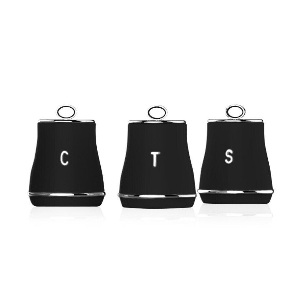 Tower Renaissance Bread Bin & Canisters Kitchen Storage Set (Black) - Vibe Home