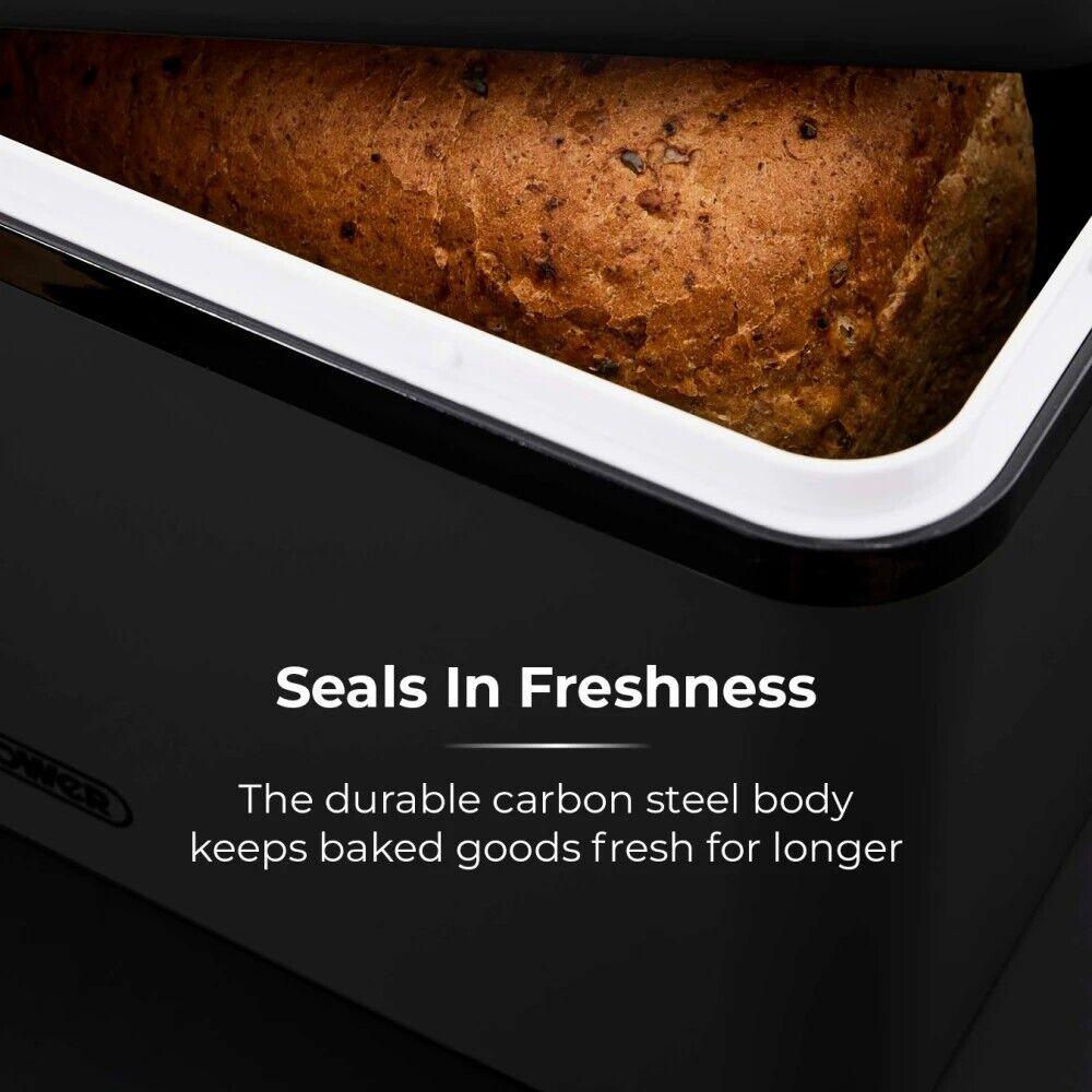 Tower Sera Bread Bin & Canister Kitchen Storage Set (Black) - Vibe Home