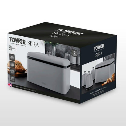 Tower Sera Bread Bin & Canisters Kitchen Storage Set (Grey) - Vibe Home