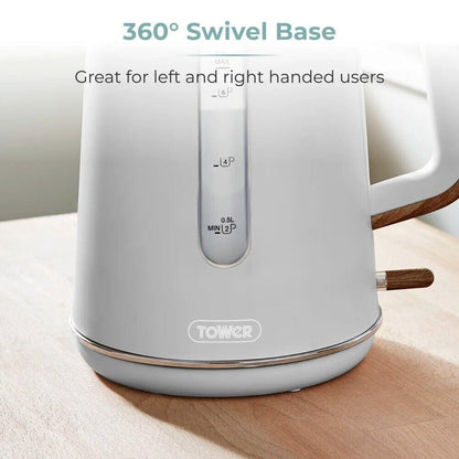 Tower Scandi Kettle & 2 Slice Toaster Kitchen Set (Dove Grey) - Vibe Home