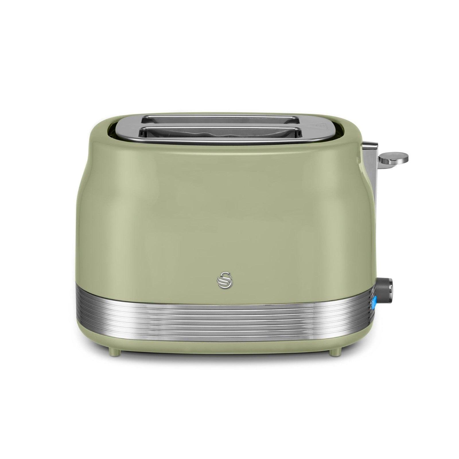 Swan Retro Pyramid Kettle & 2 Slice Toaster Kitchen Set (Green) - Vibe Home