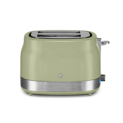 Swan Retro Pyramid Kettle & 2 Slice Toaster Kitchen Set (Green) - Vibe Home