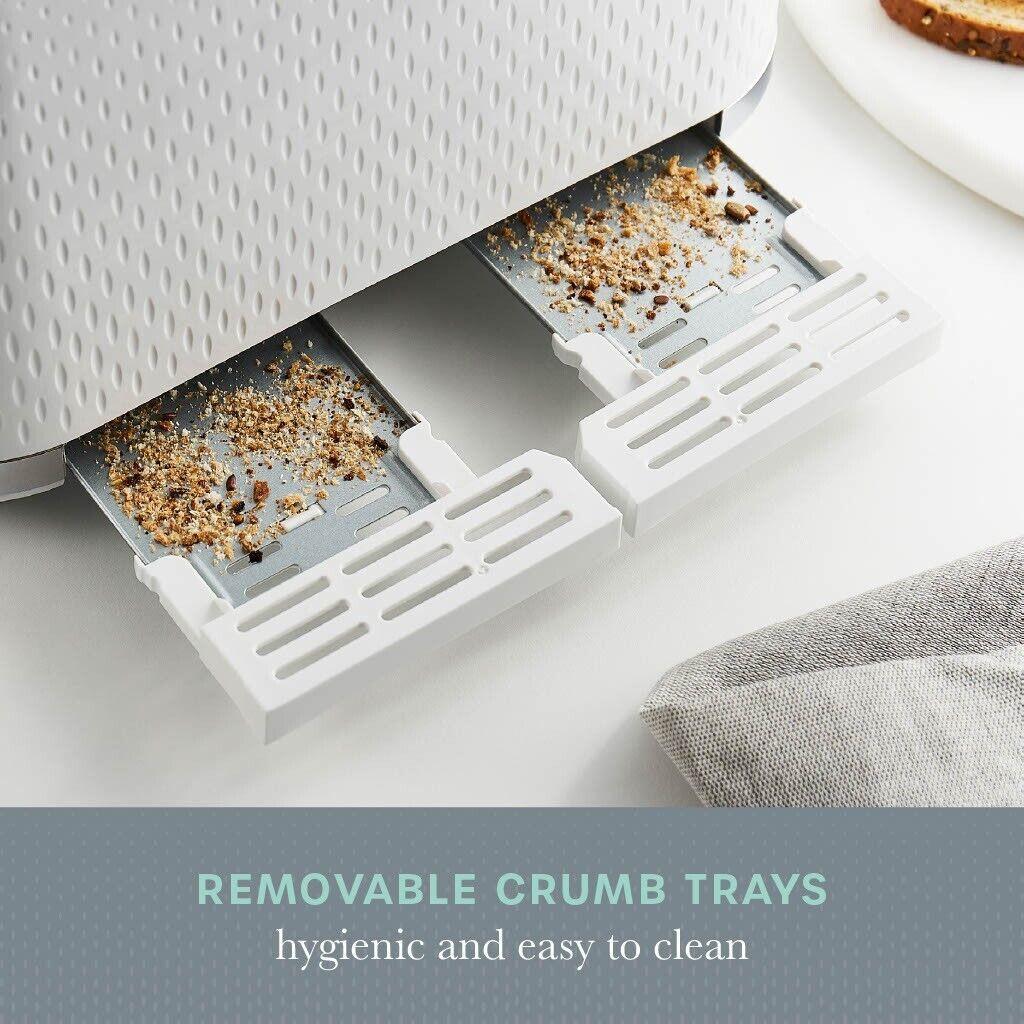 Swan Elegance Kettle & 4 Slice Toaster Kitchen Set Textured (White) - Vibe Home