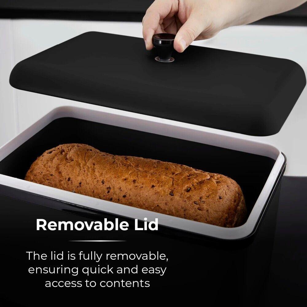 Tower Sera Bread Bin & Canister Kitchen Storage Set (Black) - Vibe Home