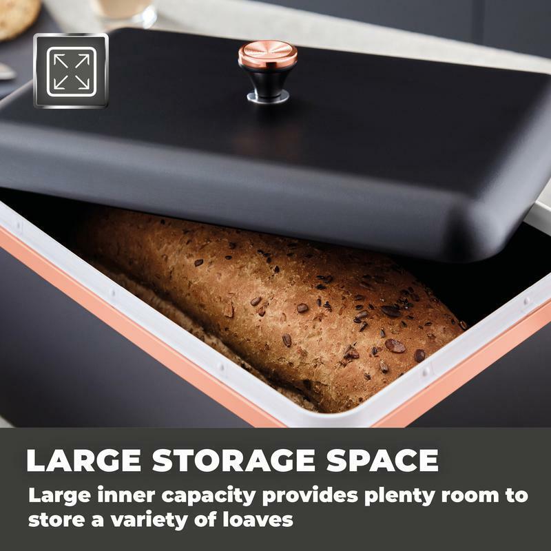 Tower Cavaletto Pyramid Kettle, 2 Slice Toaster, Canisters, Bread Bin Kitchen Set (Black) - Vibe Home