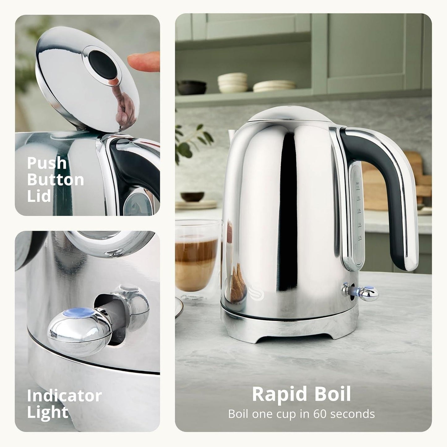 Swan Solace Kettle & 2 Slice Toaster Kitchen Set Silver (Stainless Steel) - Vibe Home