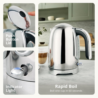 Swan Solace Kettle & 2 Slice Toaster Kitchen Set Silver (Stainless Steel) - Vibe Home
