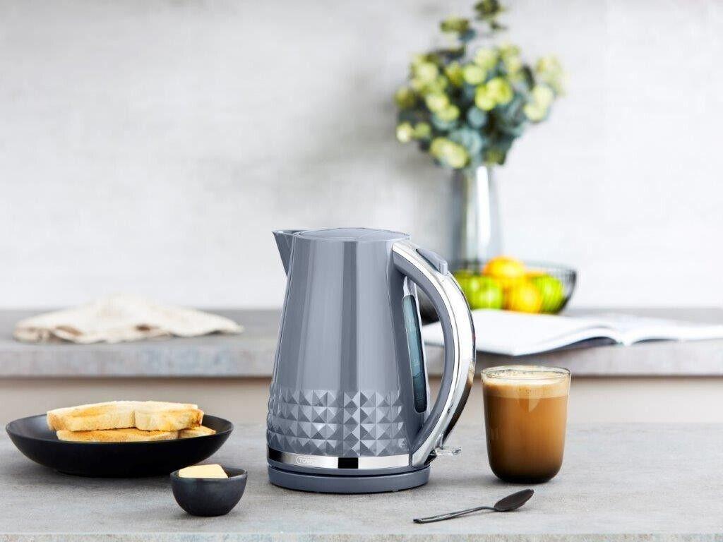 Tower Solitaire Kettle & 2 Slice Toaster Kitchen Set (Grey) - Vibe Home