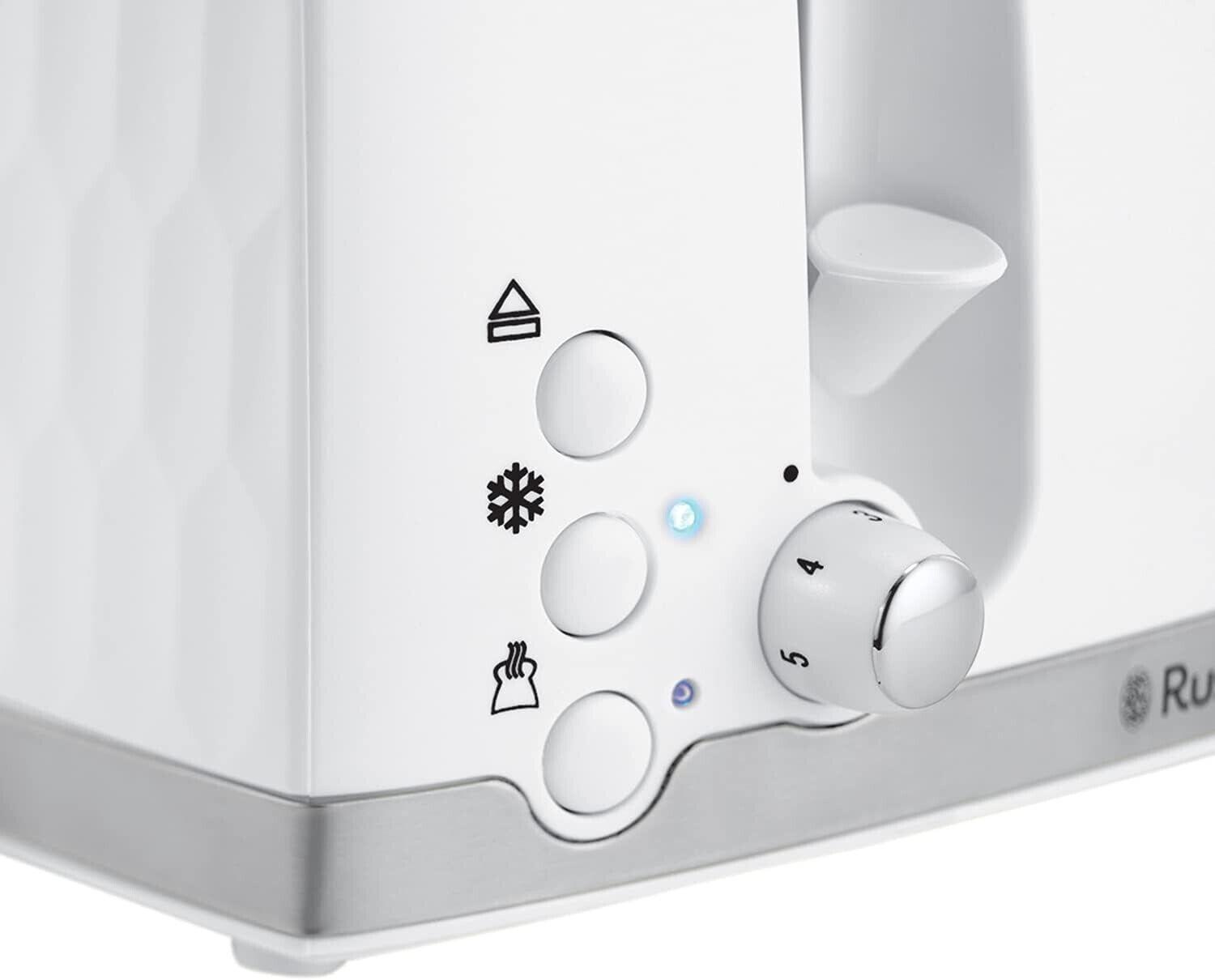Russell Hobbs Honeycomb Kettle & 4 Slice Toaster Kitchen Set (White) - Vibe Home