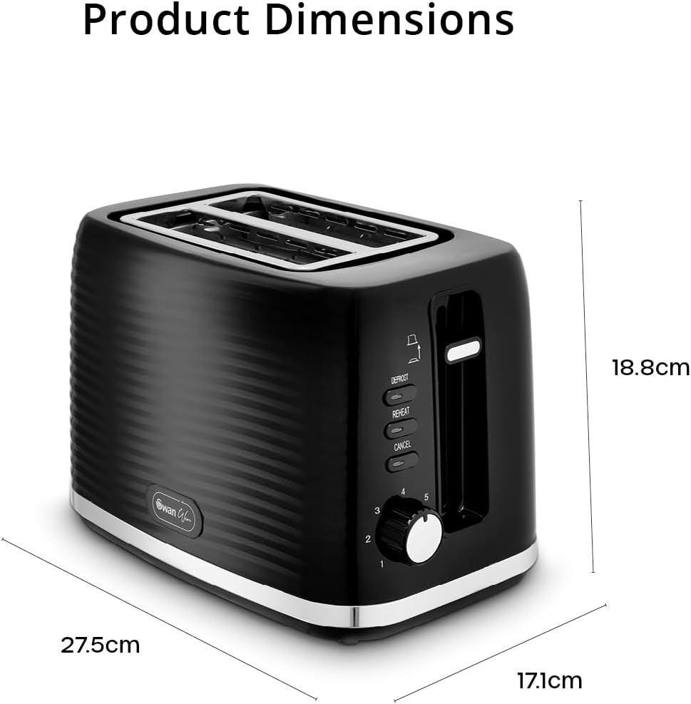 Swan Wave Kettle & Toaster Kitchen Set (Black) - Vibe Home
