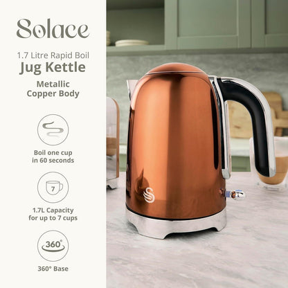 Swan Solace Kettle & 2 Slice Toaster Kitchen Set (Copper) - Vibe Home