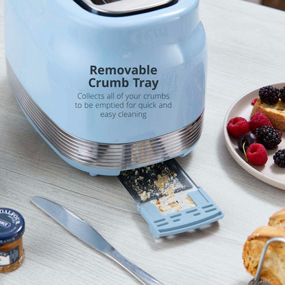 Swan Retro Jug Kettle, 2 Slice Toaster, Bread Bin & Canisters Kitchen Set (Blue) - Vibe Home