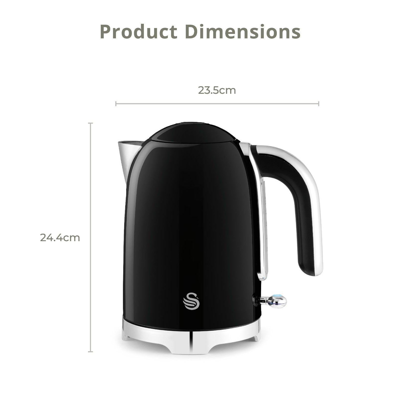 Swan Solace Jug Kettle & 2 Slice Toaster Kitchen Set (Black) - Vibe Home