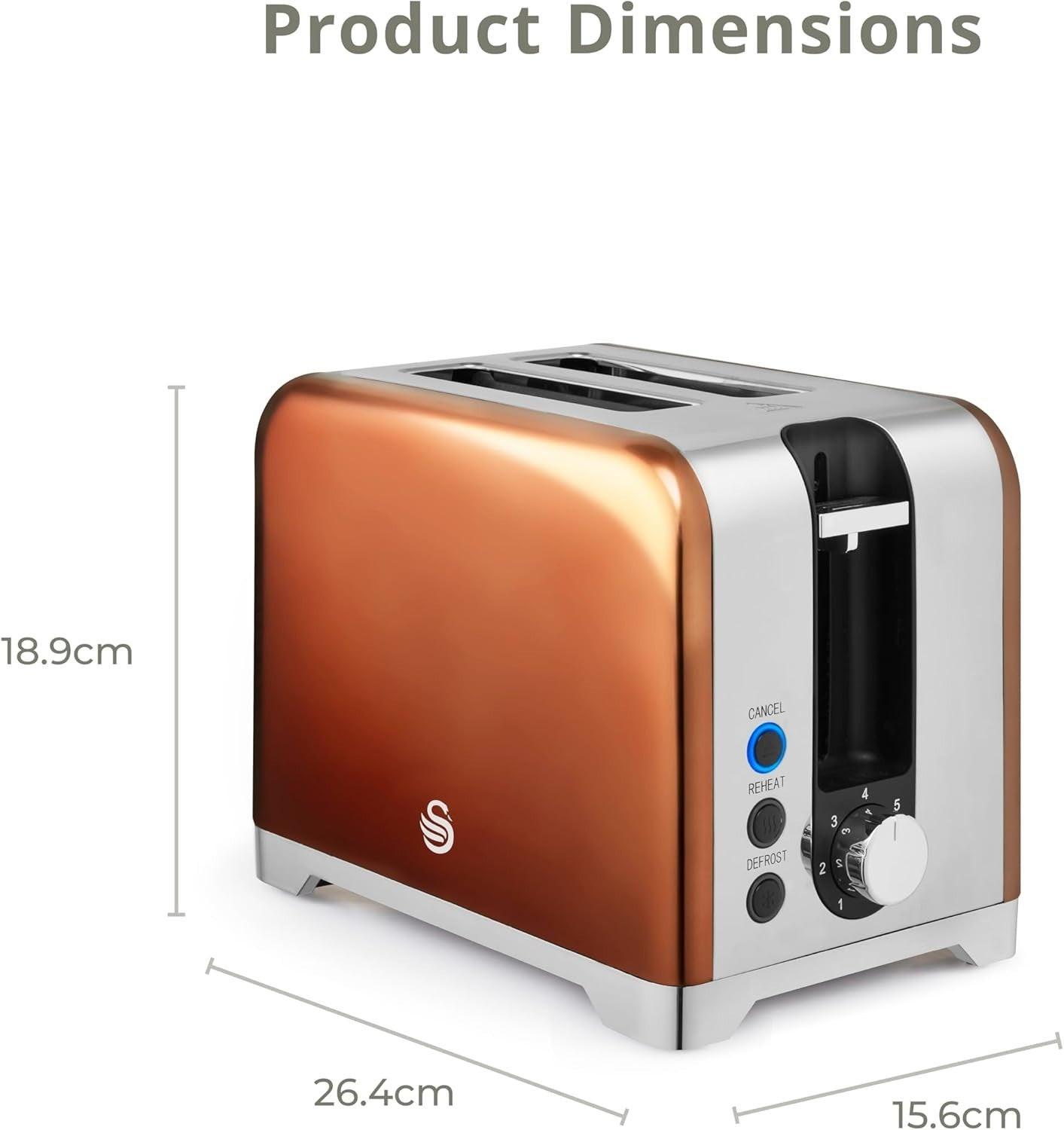 Swan Solace Kettle & 2 Slice Toaster Kitchen Set (Copper) - Vibe Home