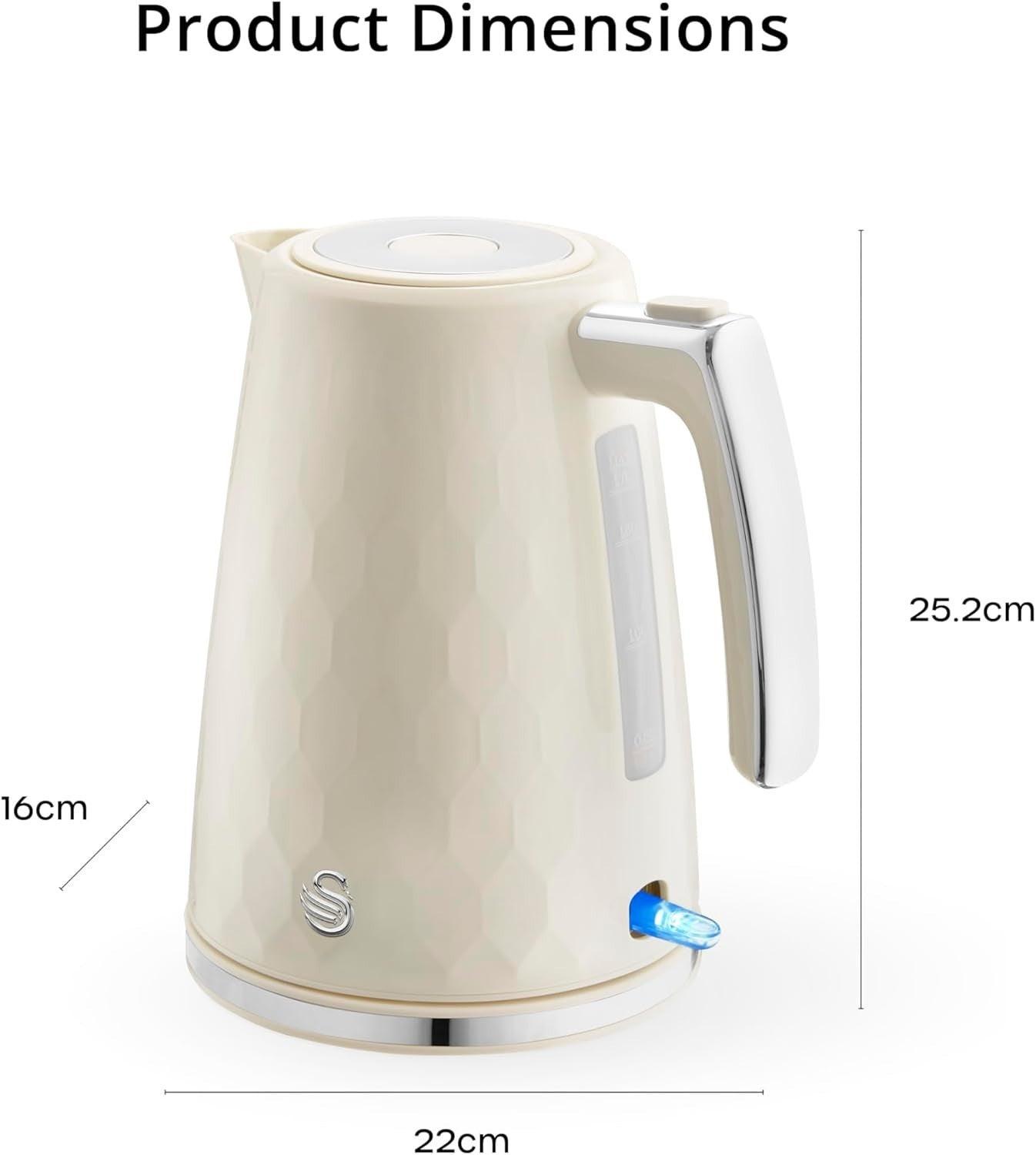 Swan Hexton Kettle & 2 Slice Toaster Kitchen Set (Cream) - Vibe Home